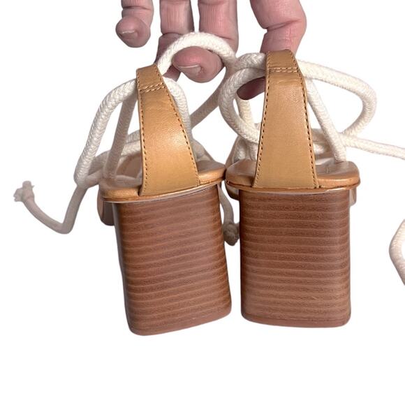 SCHUTZ Angieh Rope & Leather Sandals Womens 11 White Strappy Heel New With Tags - Picture 6 of 12